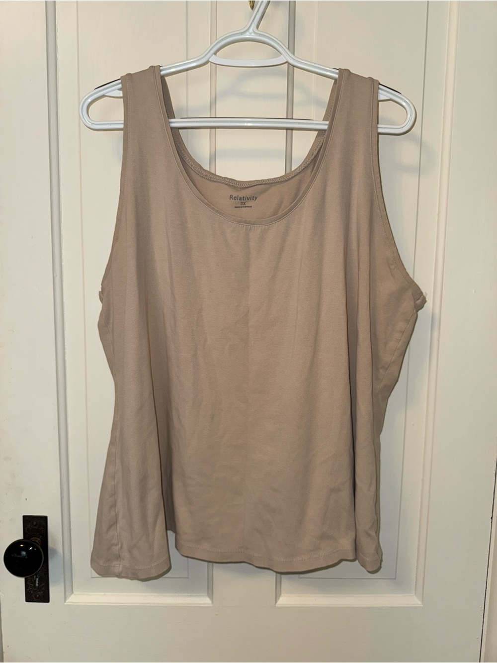 Relativity Women's Beige Scoop Neck Tank Top Womens Size 3X